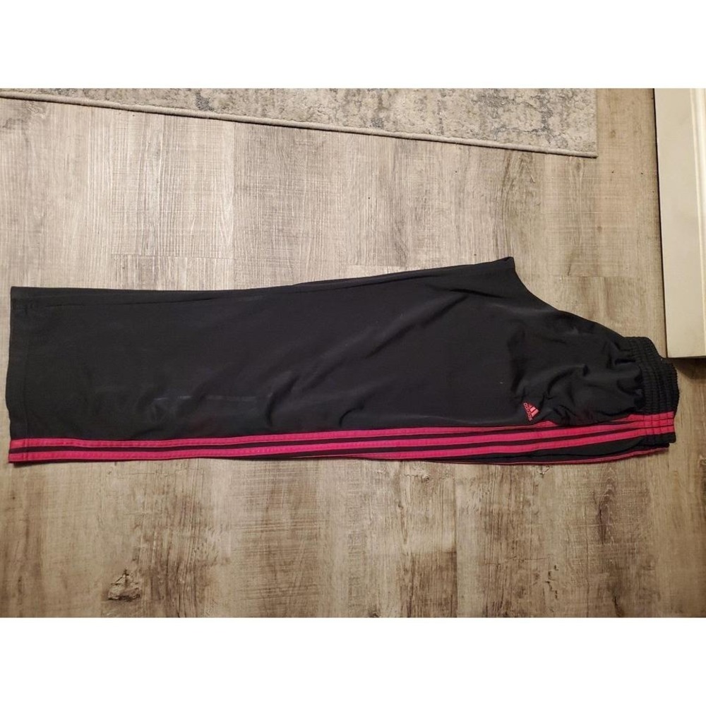 Adidas 3 stripe pink black workout pants size large - Picture 2 of 5